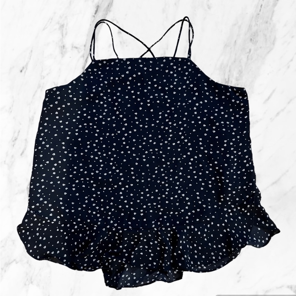 LOFT Black and white tank top blouse